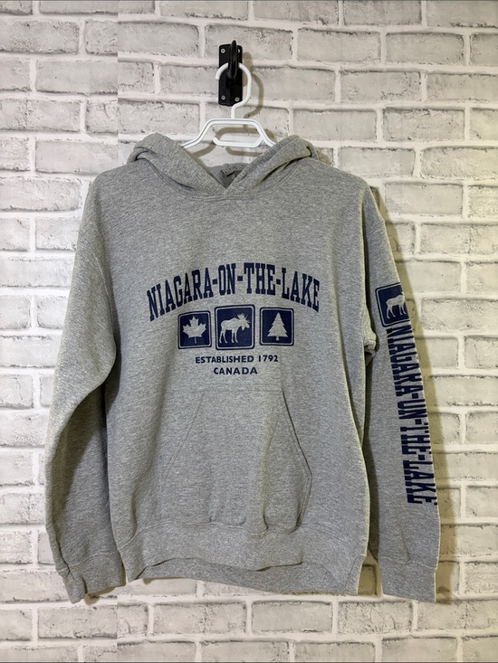 Gildan Other - Gray Hoodie with Navy Niagara-On-The-Lake Print, small